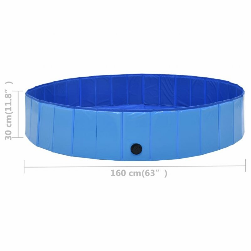 Eu Direct Vidaxl 170827 Hopfällbar Hundpool Blå 160x30 cm Pvc Valpbad Hopfällbart Bad För Lekande Katter Barn Badkar Tillbehör För Husdjur