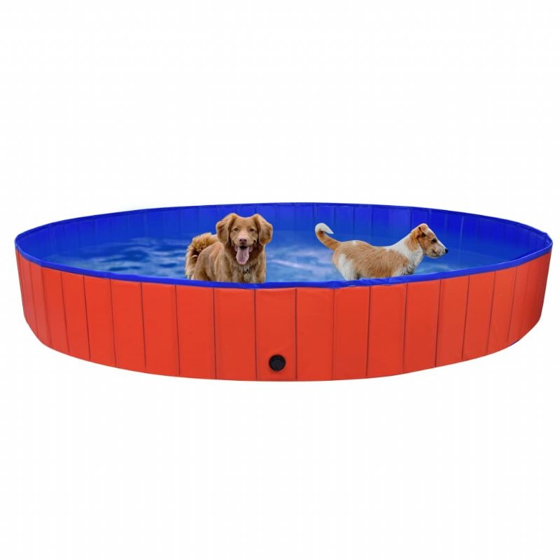 Eu Direct Vidaxl 92601 Hopfällbar Hundpool Röd 300x40 cm Pvc Valpbad Hopfällbart Bad För Lekande Katter Barn Badkar Husdjurstillbehör