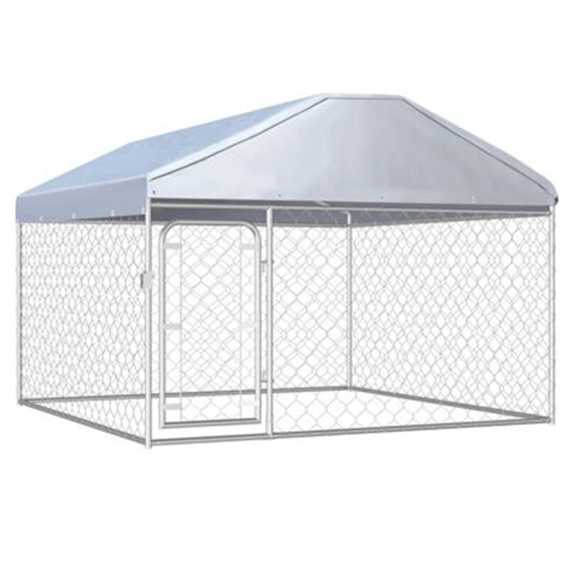 Eu Direct Vidaxl Outdoor Dog Kennel 144493 Valp Heavy Duty Bur Galvaniserad Stålstomme Staket Lekhage Träningspenna Chicken Coop Run House Husdjursmaterial Vattentätt Skydd Metal Mesh Barriär