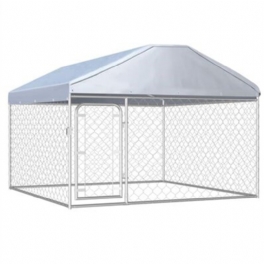 Eu Direct Vidaxl Outdoor Dog Kennel 144493 Valp Heavy Duty Bur Galvaniserad Stålstomme Staket Lekhage Träningspenna Chicken Coop Run House Husdjursmaterial Vattentätt Skydd Metal Mesh Barriär