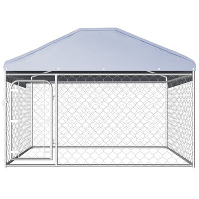 Eu Direct Vidaxl Outdoor Dog Kennel 144493 Valp Heavy Duty Bur Galvaniserad Stålstomme Staket Lekhage Träningspenna Chicken Coop Run House Husdjursmaterial Vattentätt Skydd Metal Mesh Barriär