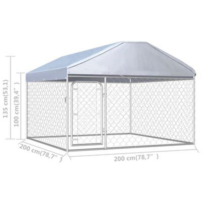 Eu Direct Vidaxl Outdoor Dog Kennel 144493 Valp Heavy Duty Bur Galvaniserad Stålstomme Staket Lekhage Träningspenna Chicken Coop Run House Husdjursmaterial Vattentätt Skydd Metal Mesh Barriär