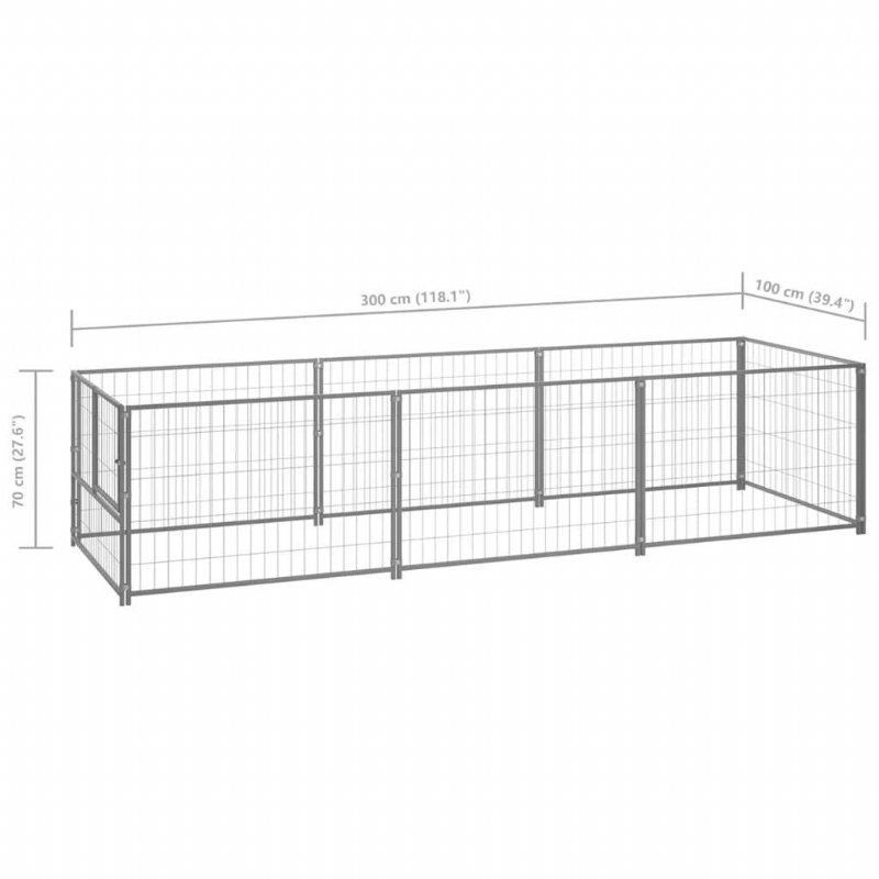 Hundkennel Silver 32.3 Ft² Stål