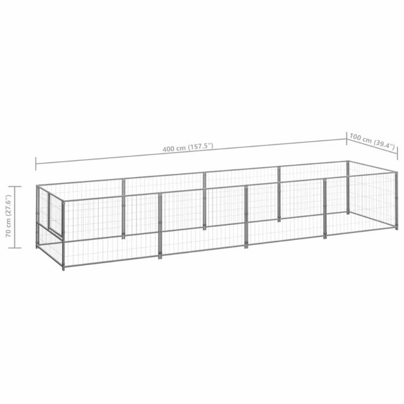 Hundkennel Silver 43.1 Ft² Stål