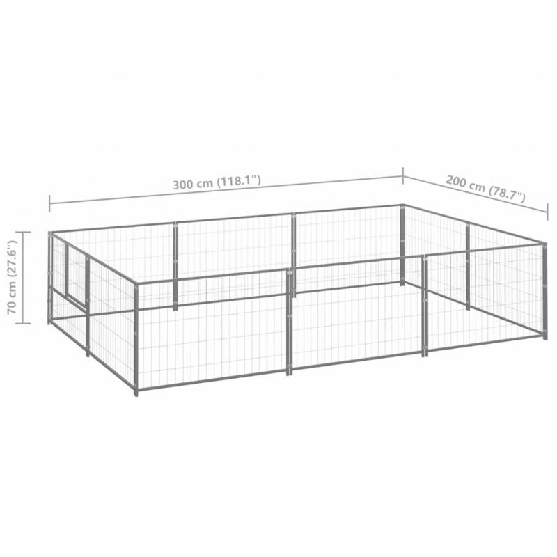 Hundkennel Silver 64.6 Ft² Stål