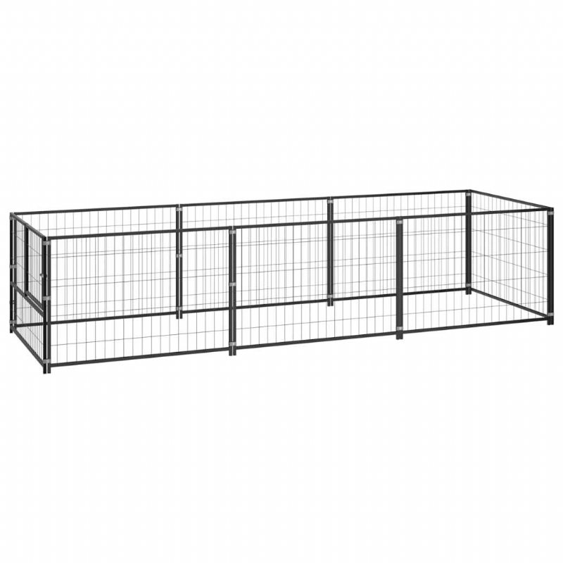 Hundkennel Svart 32.3 Ft² Stål