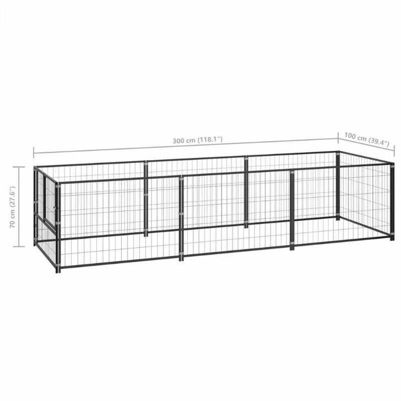 Hundkennel Svart 32.3 Ft² Stål