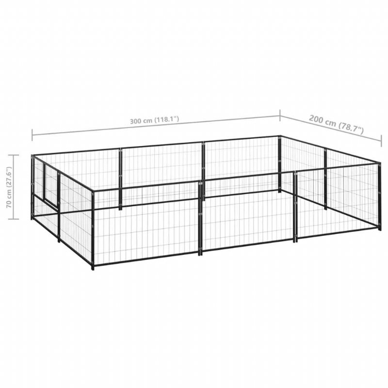 Hundkennel Svart 64.6 Ft² Stål