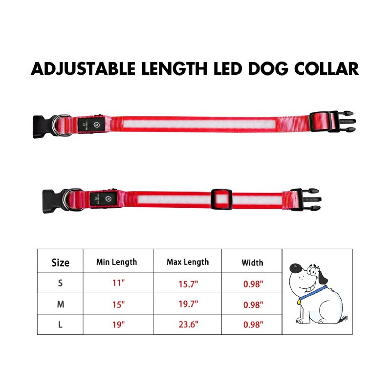 Husdjur Led-blinkande Hundhalsband Usb Justerbart Koppel