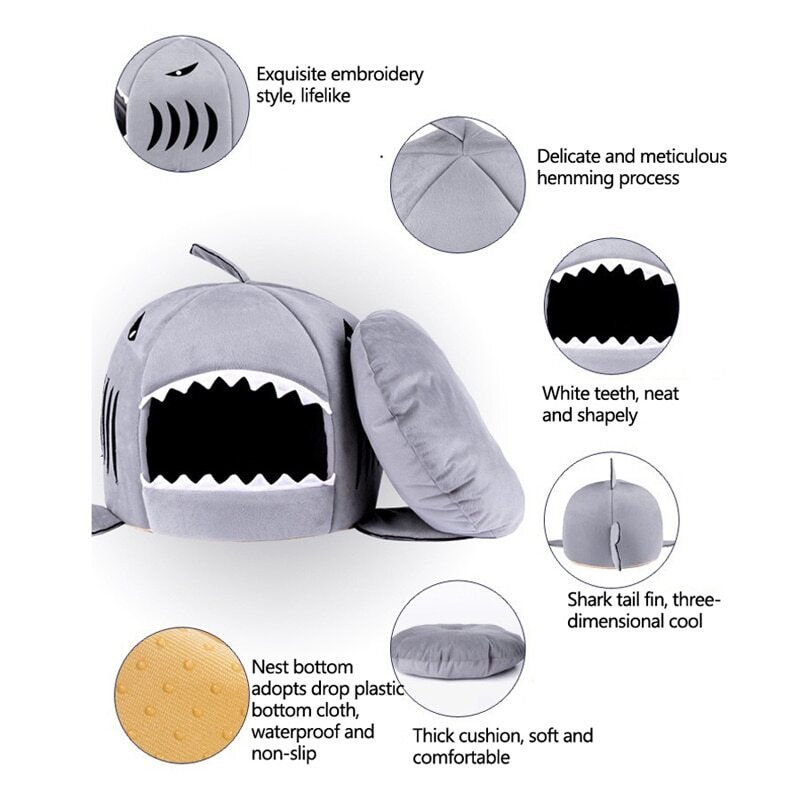 Husdjur Shark Bed Hundar Soft House Cat Cave