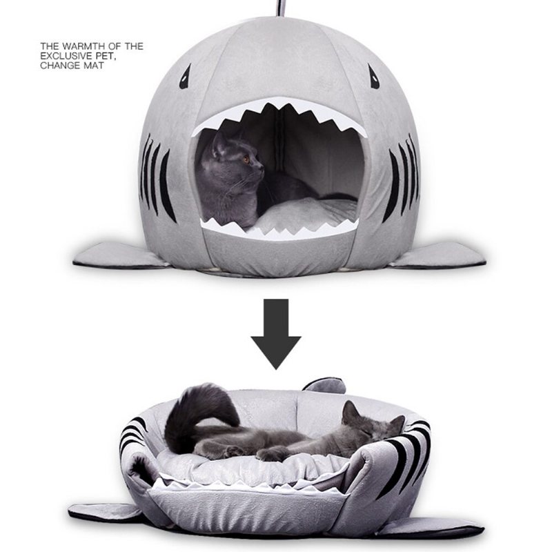 Husdjur Shark Bed Hundar Soft House Cat Cave