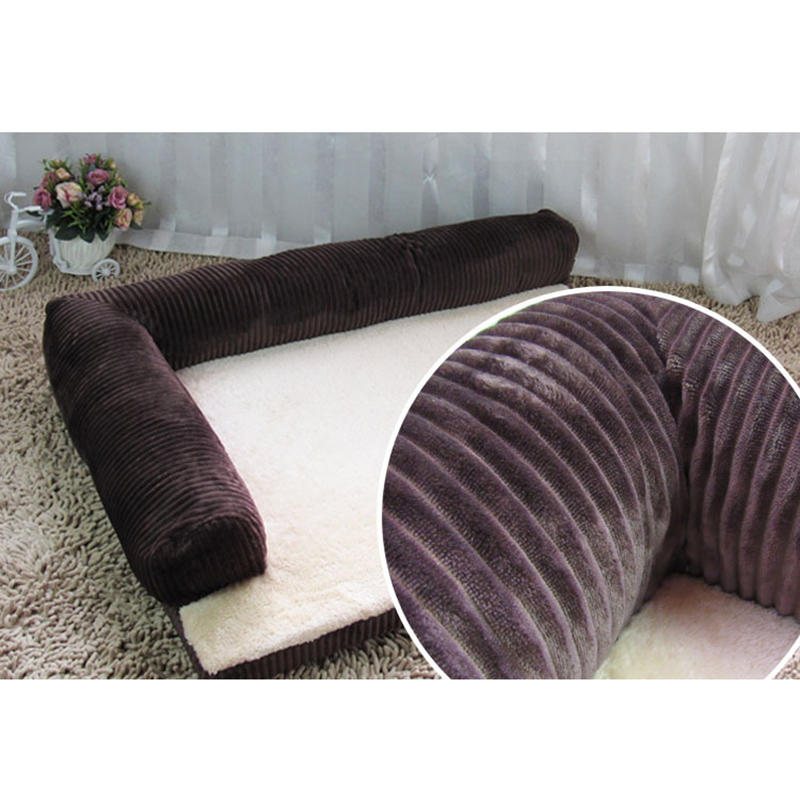 Lyx Corduroy Bolster Pet Dog Bäddsoffa Puppy Fleece Sängmatta För Stor Hund Pet Bed