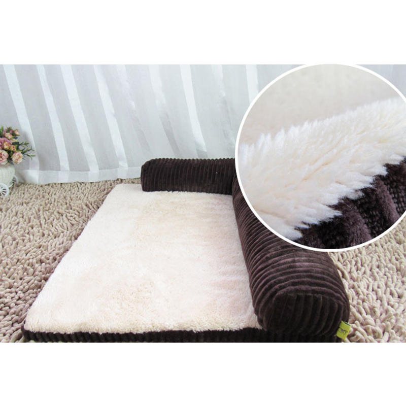 Lyx Corduroy Bolster Pet Dog Bäddsoffa Puppy Fleece Sängmatta För Stor Hund Pet Bed