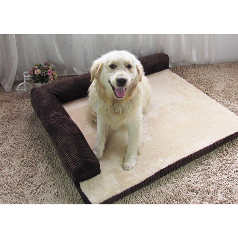 Lyx Corduroy Bolster Pet Dog Bäddsoffa Puppy Fleece Sängmatta För Stor Hund Pet Bed