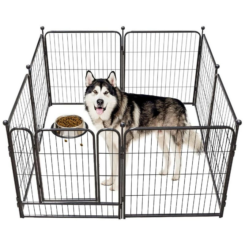 Pawgiant Dog Pen 8 Paneler 40" Höjd Rv Hund Stängsel Utomhus Lekhagar Träningspenna För Hundar Metallskydd Design Stavar Vikbar Barriär Med Dörr