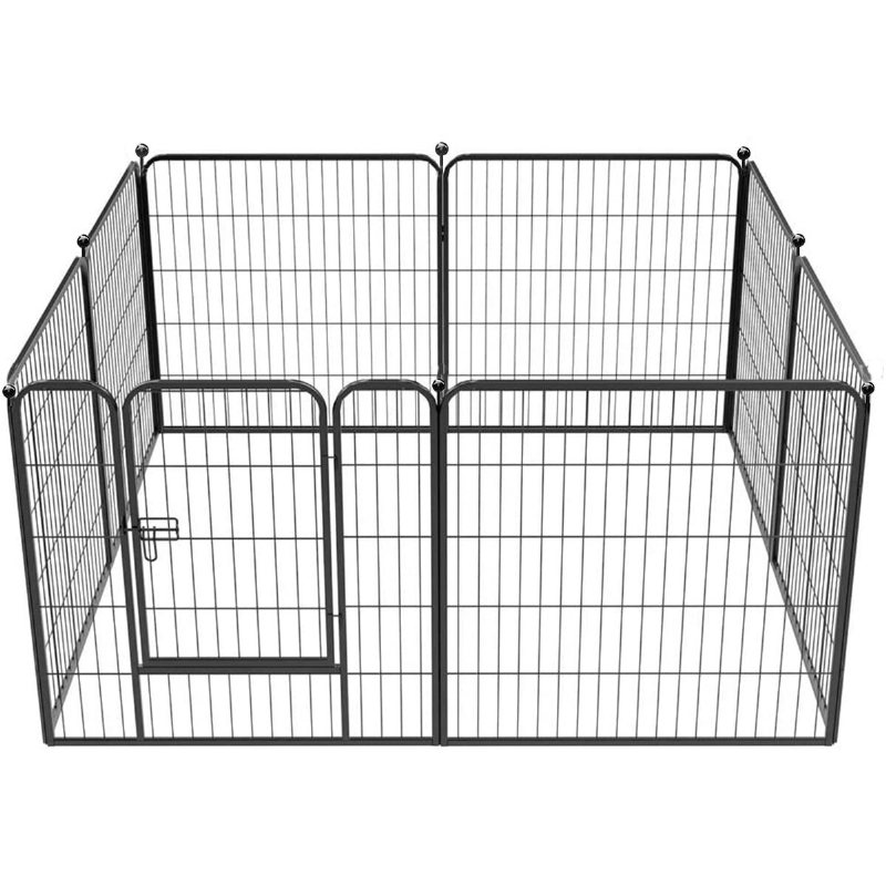 Pawgiant Dog Pen 8 Paneler 40" Höjd Rv Hund Stängsel Utomhus Lekhagar Träningspenna För Hundar Metallskydd Design Stavar Vikbar Barriär Med Dörr