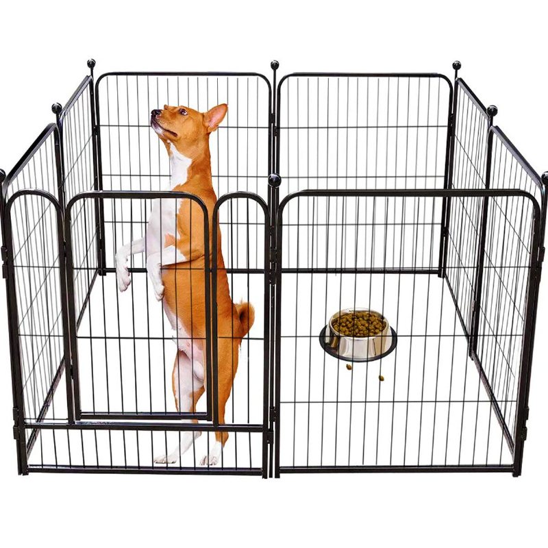 Pawgiant Dog Pen 8 Paneler 40" Höjd Rv Hund Stängsel Utomhus Lekhagar Träningspenna För Hundar Metallskydd Design Stavar Vikbar Barriär Med Dörr