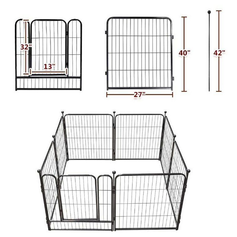 Pawgiant Dog Pen 8 Paneler 40" Höjd Rv Hund Stängsel Utomhus Lekhagar Träningspenna För Hundar Metallskydd Design Stavar Vikbar Barriär Med Dörr