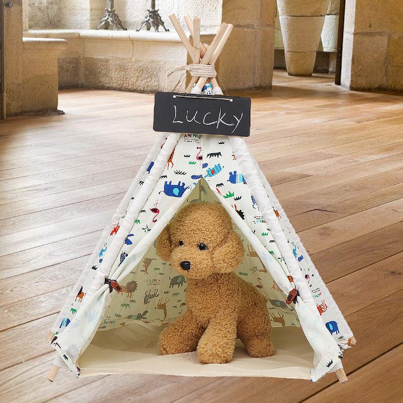 Pet Dog House Tvättbart Tält Valp Katt Inomhus Utomhus Hem Lek Tipi Pet Bed