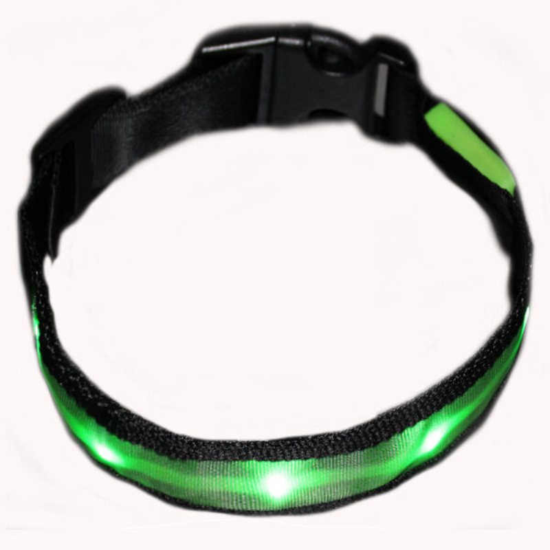 Storlek L Nylon Säkerhetsblinkande Glow Light Led Hundhalsband För Hundar