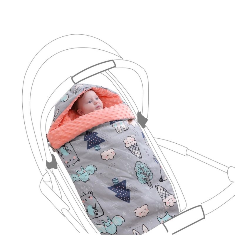 Baby Infant Swaddle Wrap Varm Filt Mjuk Hooded Sovsäck