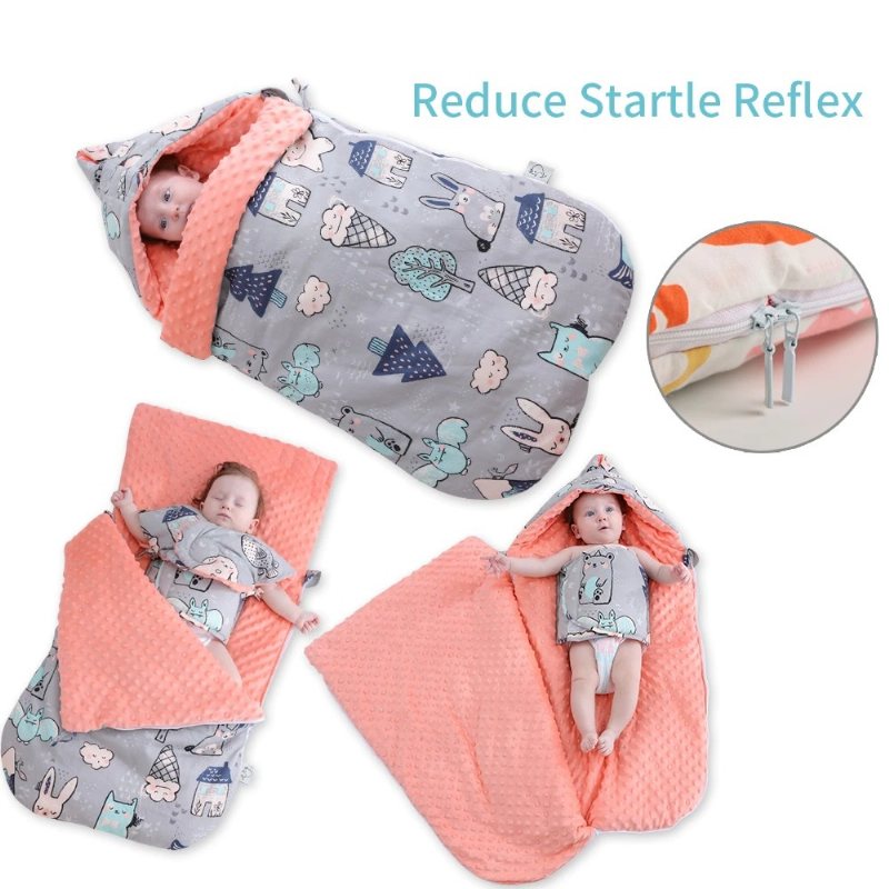 Baby Infant Swaddle Wrap Varm Filt Mjuk Hooded Sovsäck