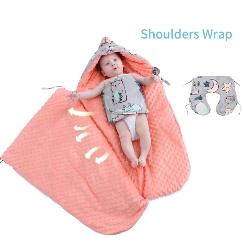 Baby Infant Swaddle Wrap Varm Filt Mjuk Hooded Sovsäck