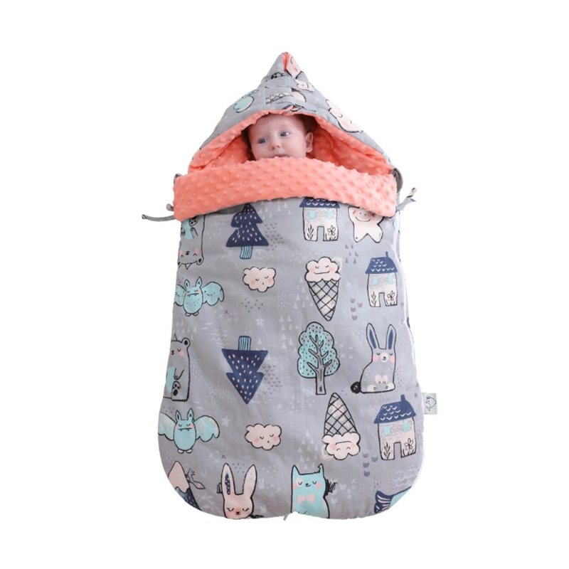 Baby Infant Swaddle Wrap Varm Filt Mjuk Hooded Sovsäck