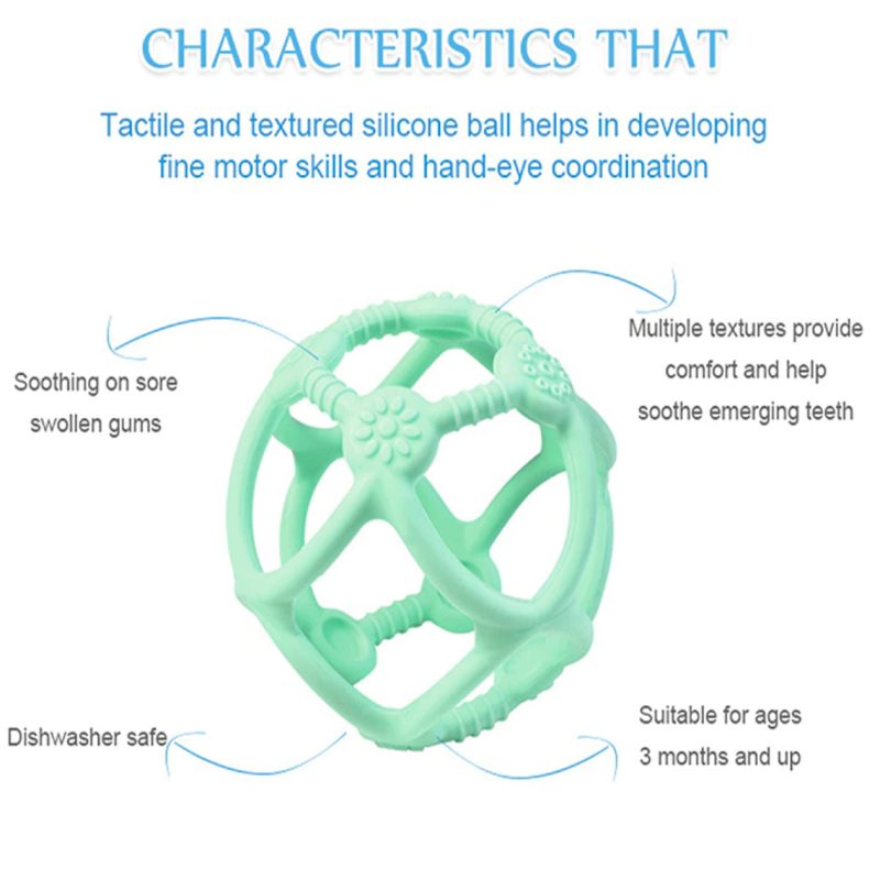 Baby Silikon Bitring Toy Ball V2 3d Tuggbar Matkvalitet
