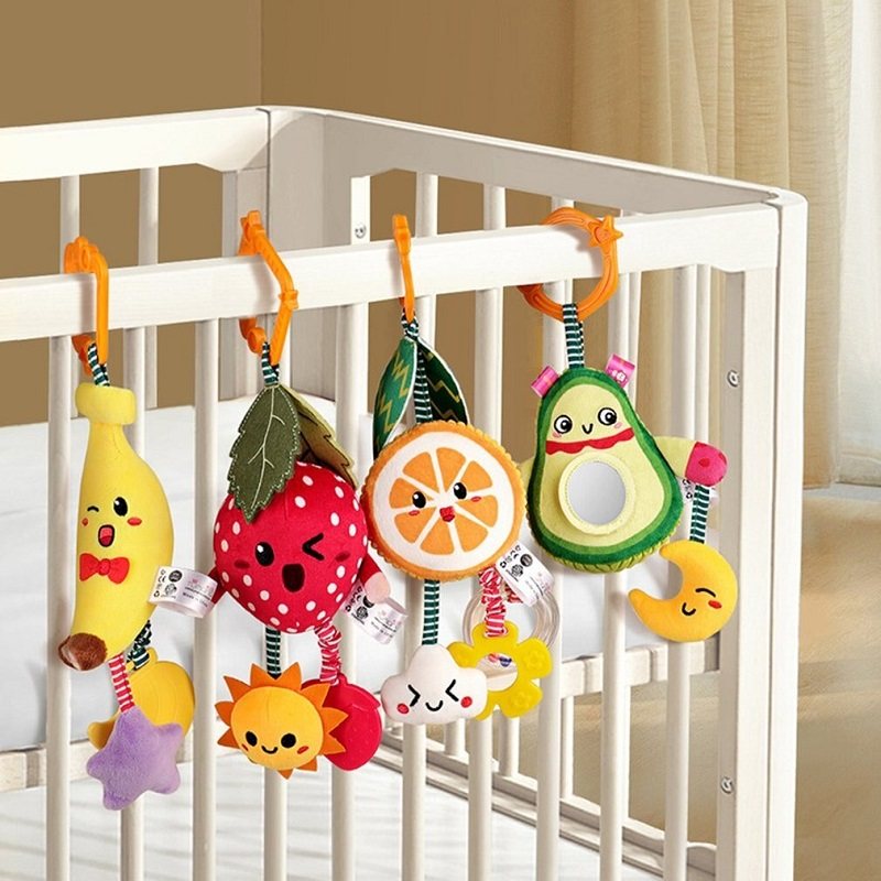 Baby Teether Barnvagn & Spjälsäng Hängande Skallror 4pack Set