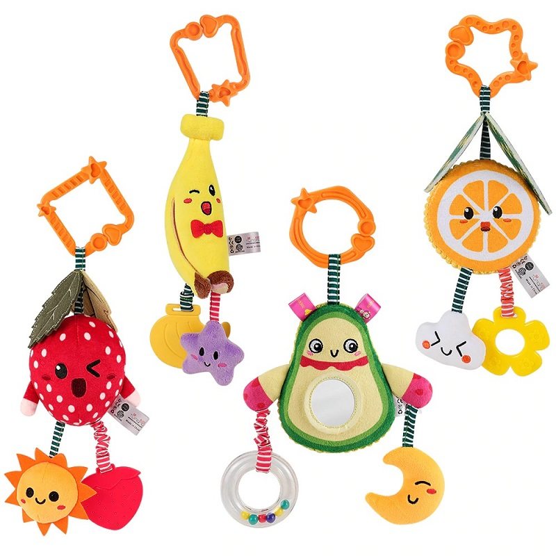 Baby Teether Barnvagn & Spjälsäng Hängande Skallror 4pack Set