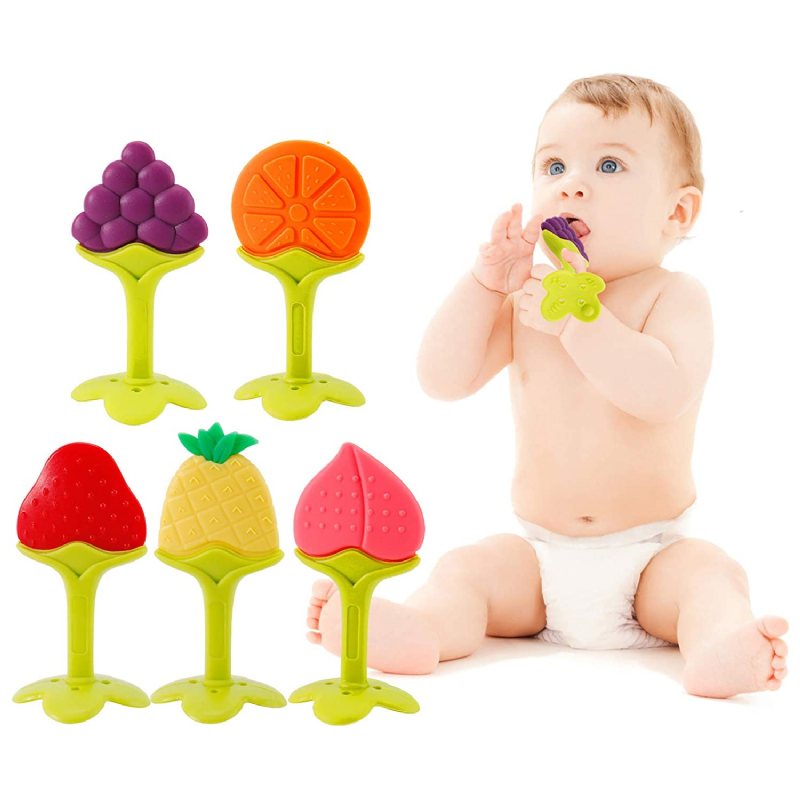 Baby Teething 5-pack Bitringar Frukt- Och Grönsakssilikon Bpa-fri