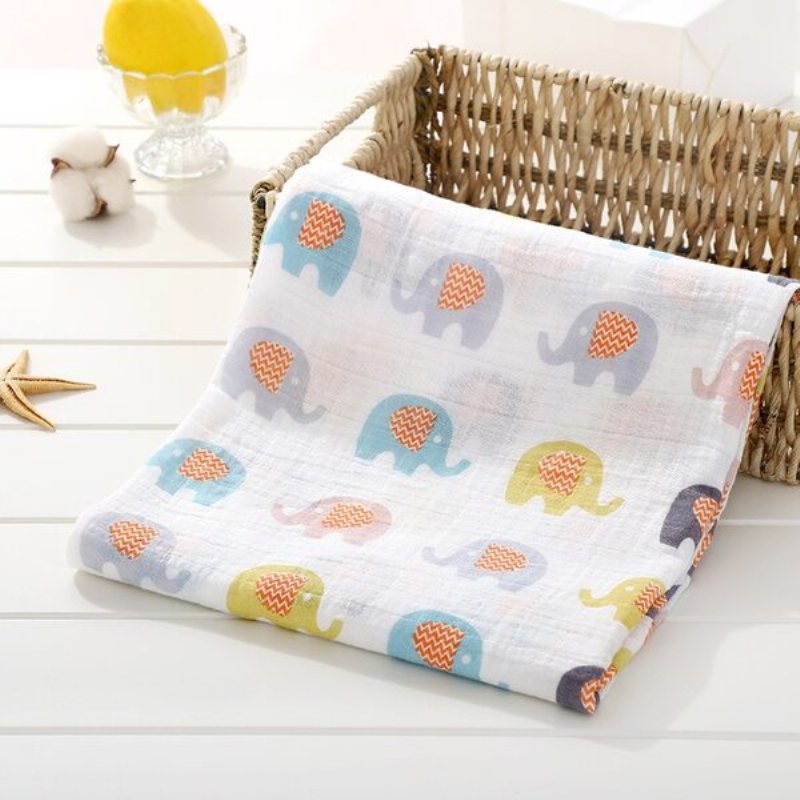 Babysvampfilt Mjuk Muslin Bomullsomslag – Elephant