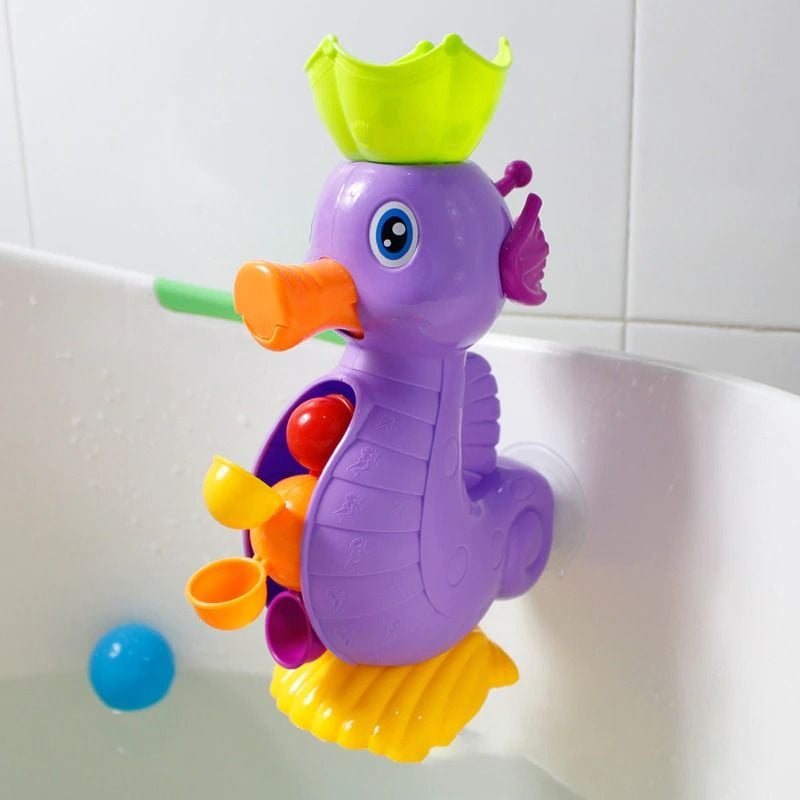 Pink Seahorse Waterwheel Baby Shower Badleksaker