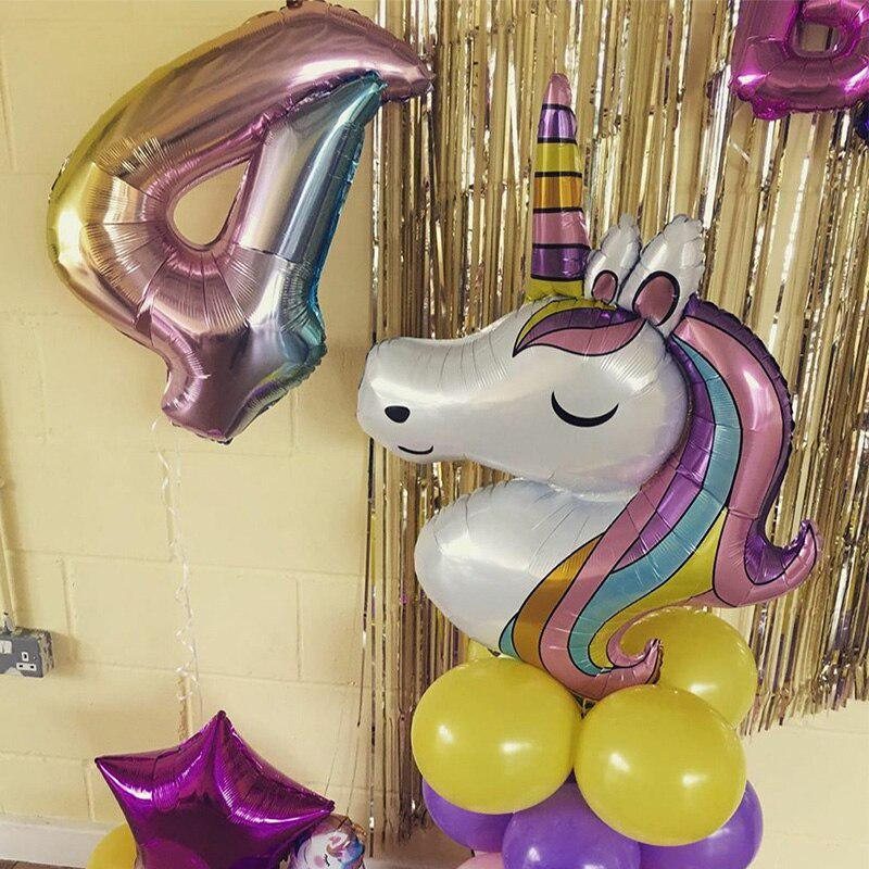 Rainbow Unicorn Baby Shower Ballonger Festdekorationer 7st