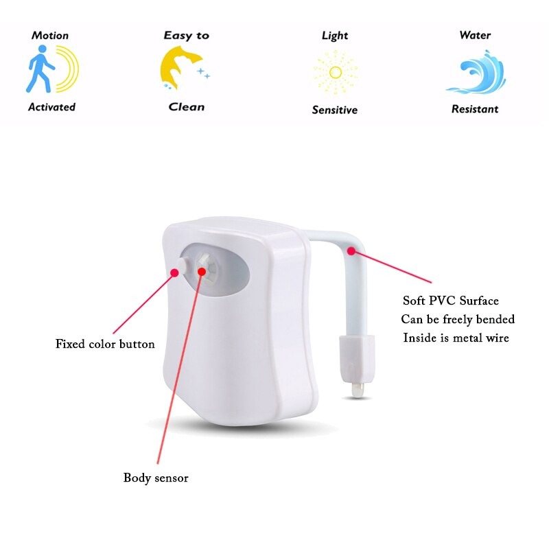 Toalett Led-ljus Rörelsesensor Rgb Vattentät Bakgrundsbelysning