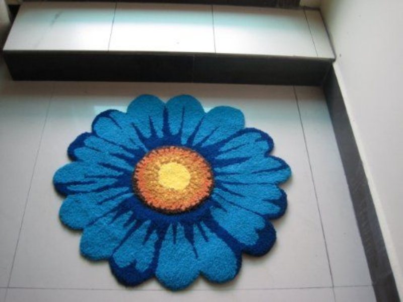 Blue Daisy Matta Blommor Golvmatta Handgjord Anti-halk Modern Köksyta Mattor Ovala