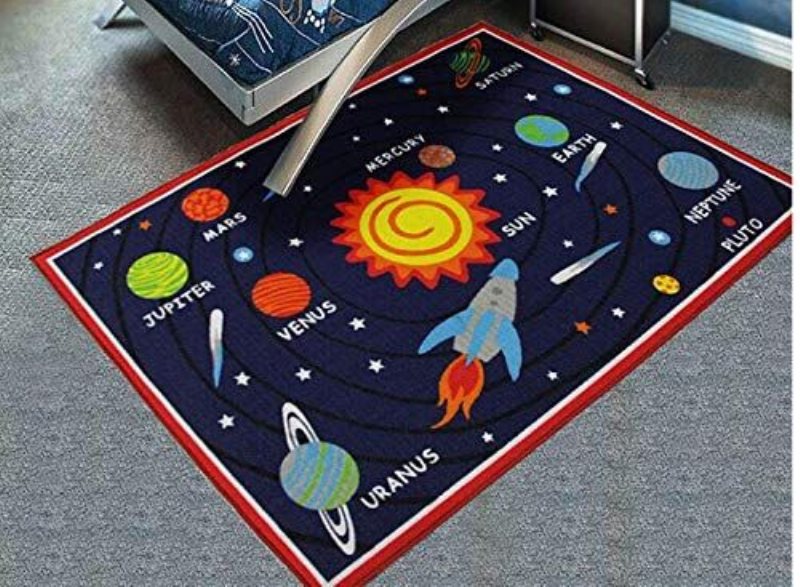 Hem Textildesigner Solar System Vardagsrum Mattorunique Stars Barn Sovrumsmattamodern Cartoon Planet Barnmatta