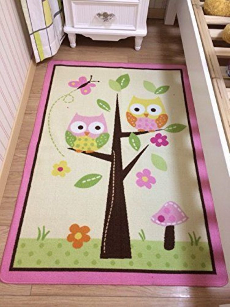 Hem Textilunik Cartoon Owl Mattadesigner Rosa Fairy Girls Matta För Vardagsrumdelikat Butterfly Barn