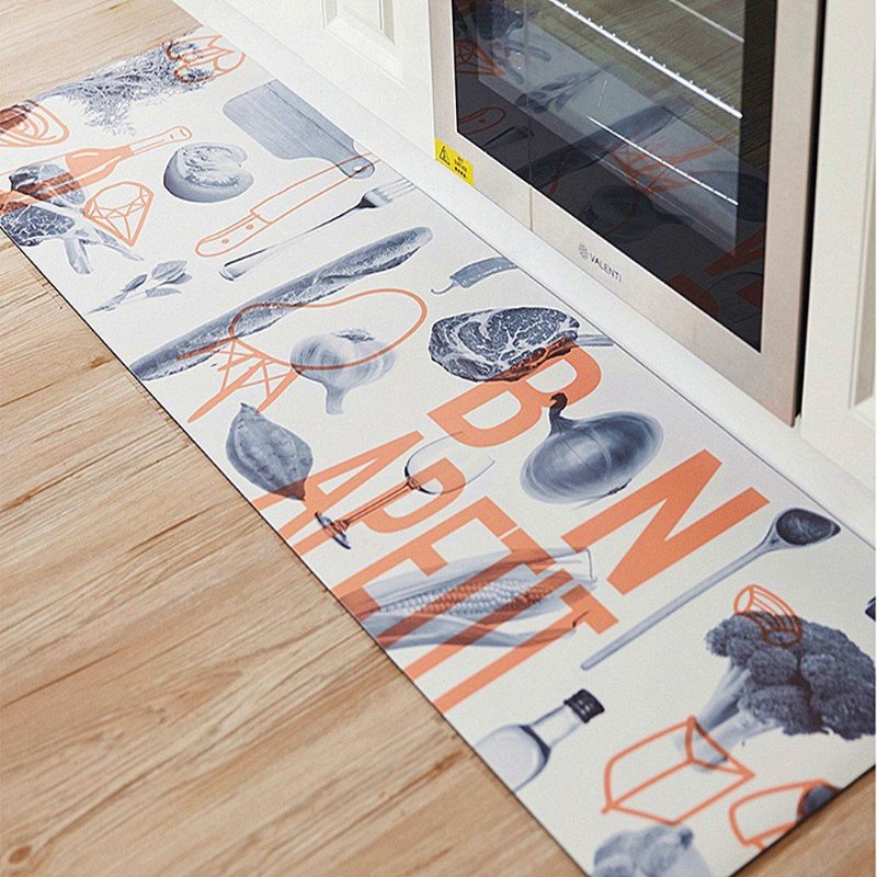 Levande Orange Creative Food Comfort Mat Halkfri Vattentät Matta Oljetät Rug Pad För Kök