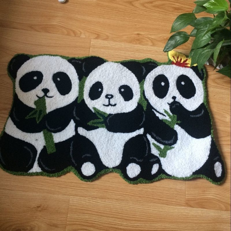 Pandamatta Handgjorda Mattor Halkfria Golvmattor För Badrumsdjursmatta För Barn Liten 19"x31"