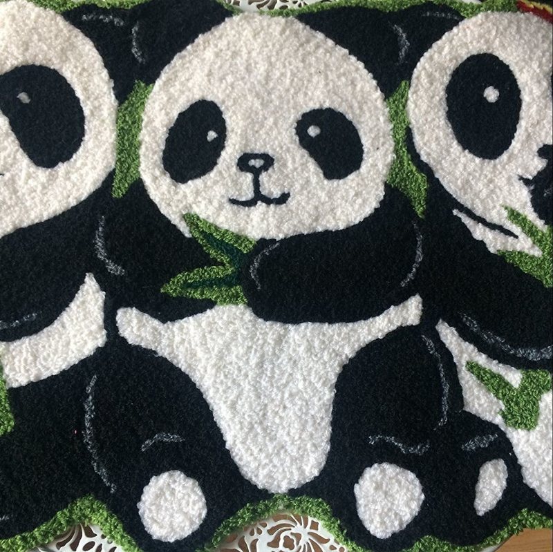 Pandamatta Handgjorda Mattor Halkfria Golvmattor För Badrumsdjursmatta För Barn Liten 19"x31"