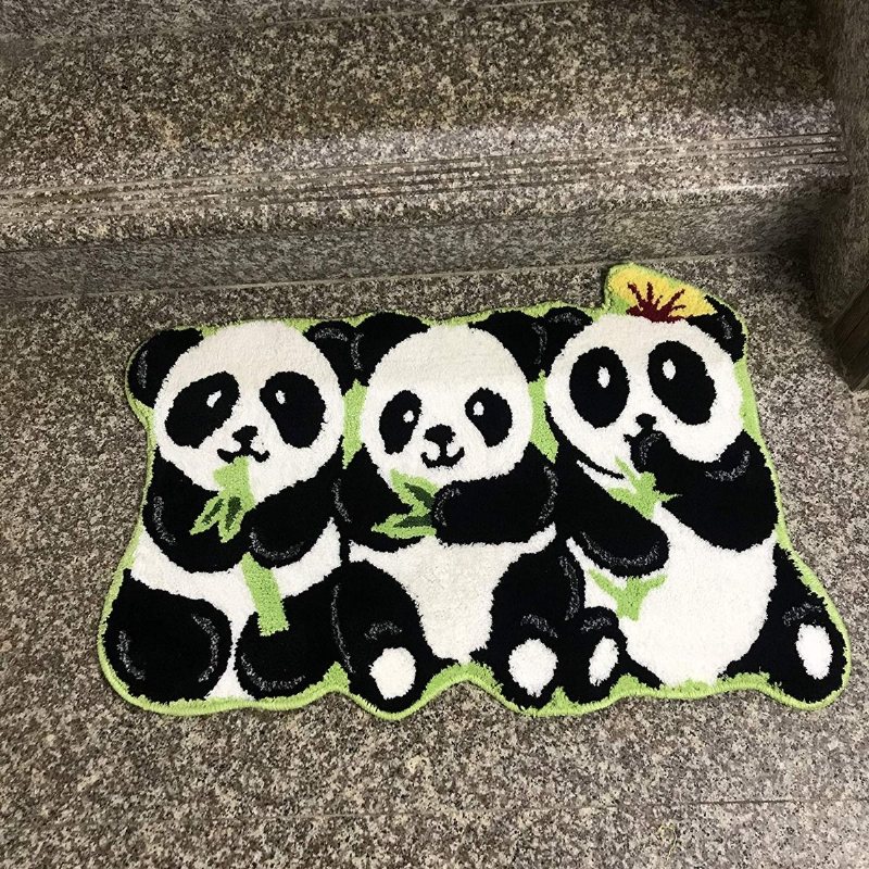 Pandamatta Handgjorda Mattor Halkfria Golvmattor För Badrumsdjursmatta För Barn Liten 19"x31"