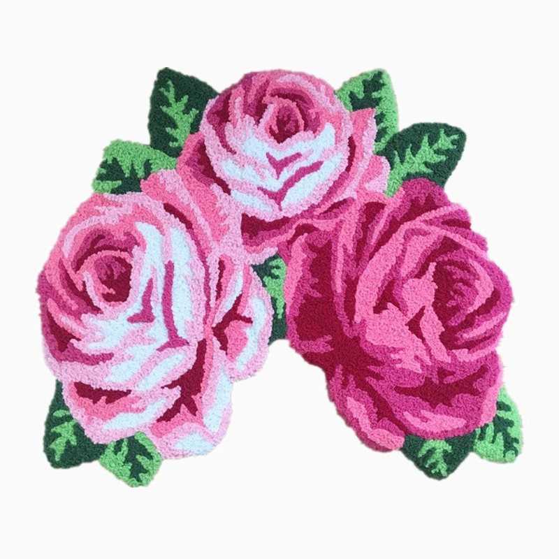 Shaggy Badrumsmatta Toalettmatta Rose Plysch Vattenabsorberande Accentmatta För Badrumssmärta Badkar/dusch Maskintvättbar 31" X 24"