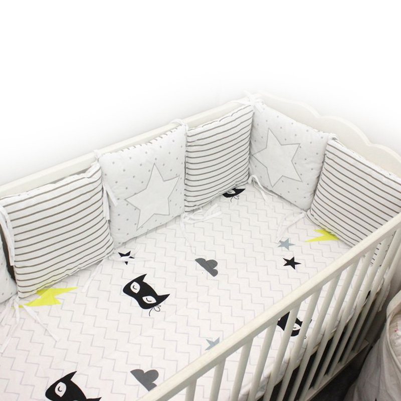 6 Paneler Baby Safe Crib Bumpers Star Animated