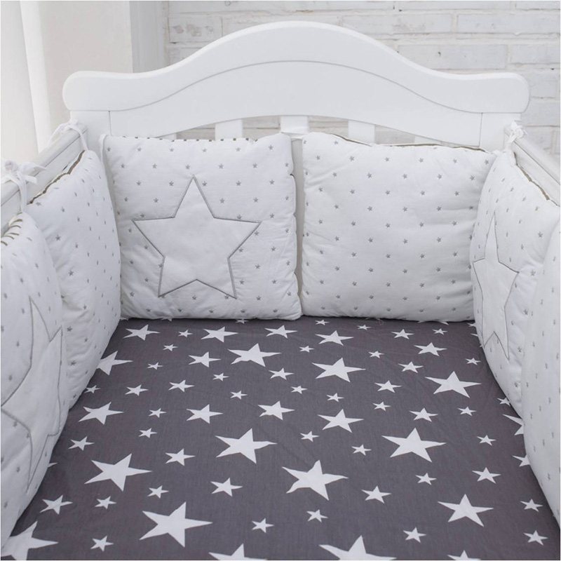 6 Paneler Baby Safe Crib Bumpers Star Animated