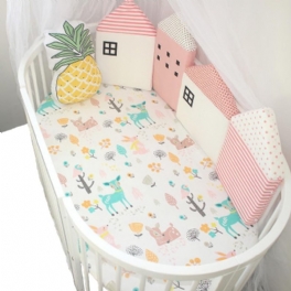 Baby Crib Bumper Protection Spädbarn Little House Mönster 4 St