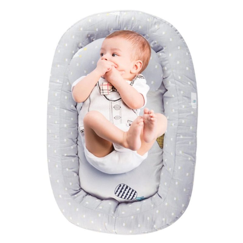 Baby Nest Bed Crib Avtagbar Tvättbar Skyddskudde Med Kudde