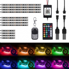 12st Motorcykel Led Light Kit Strips Rgb Vattentät Med App Ir Rf Trådlösa Fjärrkontroller Flerfärgad Underglow Neon Markeffekt Atmosfärsljus