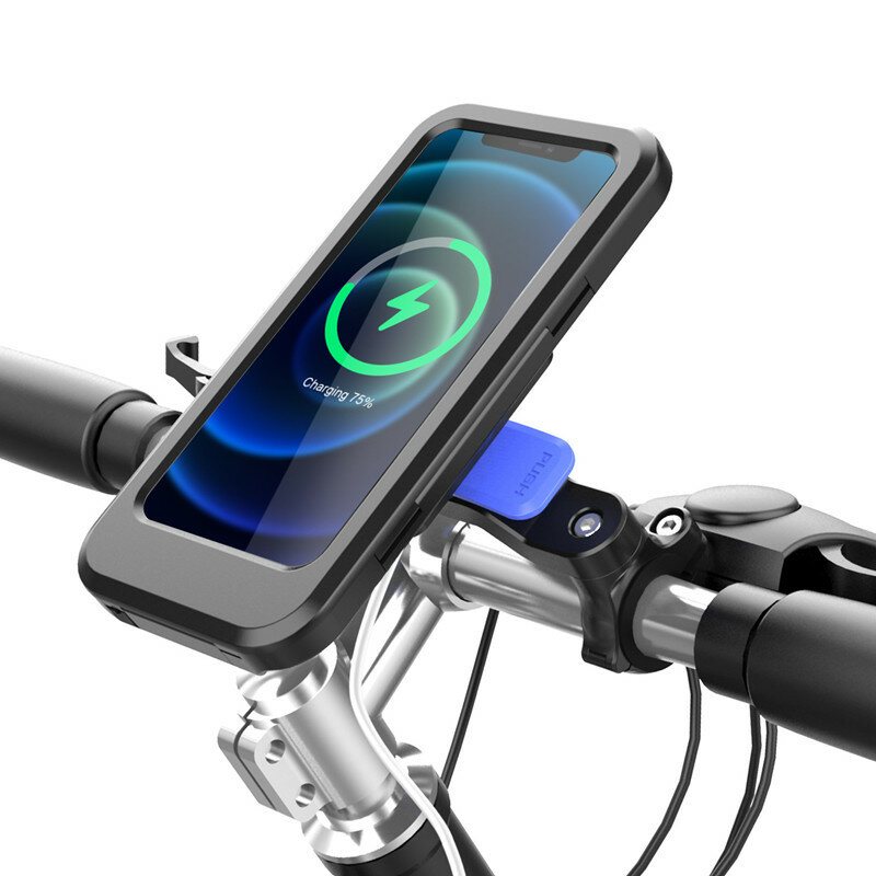 12v 15w Trådlös Laddare Touch Phone Hållare Ridfäste 6.7 Tum Box Cykelnavigering För Cykel Motorcykel